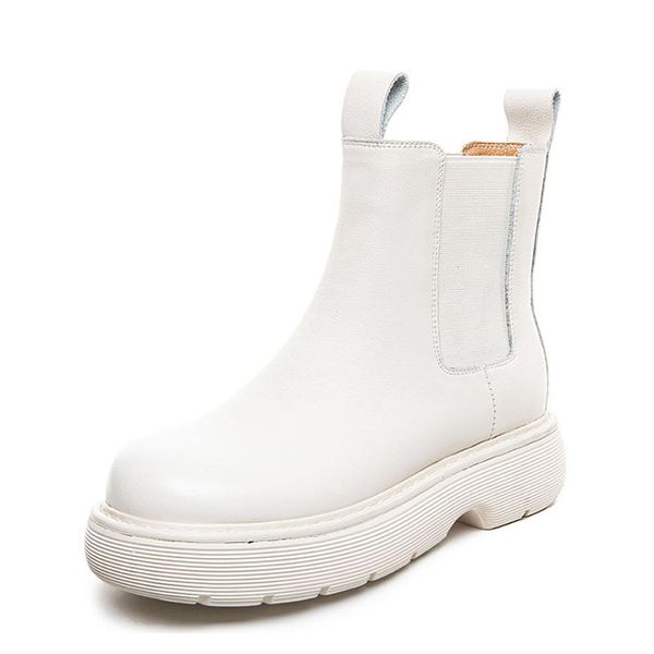 

new women short boots real leather thick bottom mid calf boots women fashion winter shoes women footwear size 35-40, Black