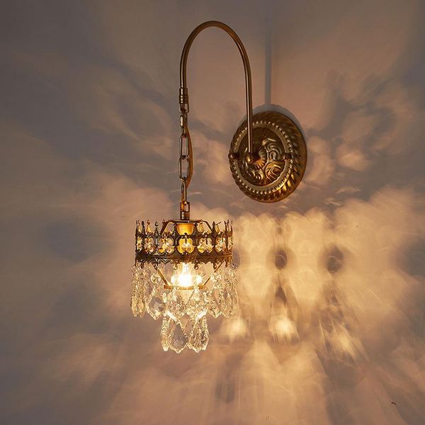 

wall lamp french crystal retro bedroom living room aisle bedside light