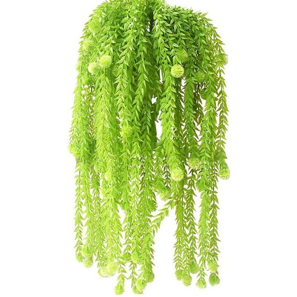 

2 pcs artificial hanging plants garland snowball plants trailing weeping fake ivy for garden wall hanging decor