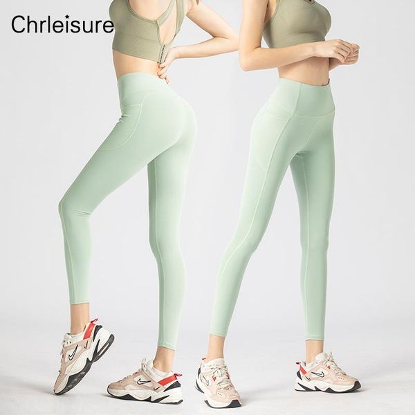 

women's leggings chrleisure women fitness solid color high waist pockets legging workout training sport casual female skinny leggins, Black