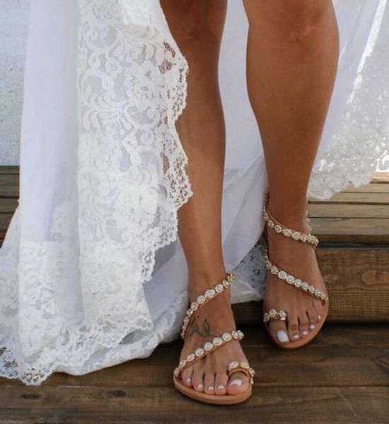 

european and american fashion women summer casual sandals pearl beads slippers comfortable string flat rhinestone hand toe cover 35-44 005, Black