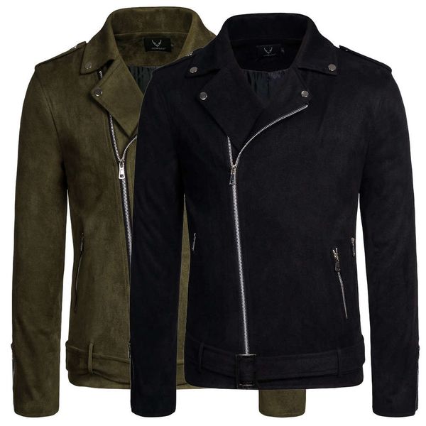 

autumn 2020 new large men's oblique zipper lapel jacket casual coat, Black;brown