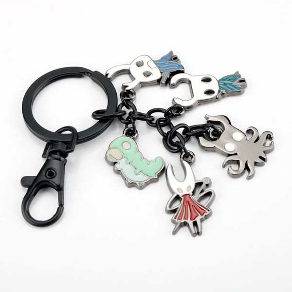 

game metroidvania theme jewelry hollow knight figure pendant metal enamel keychain cute gift, Slivery;golden