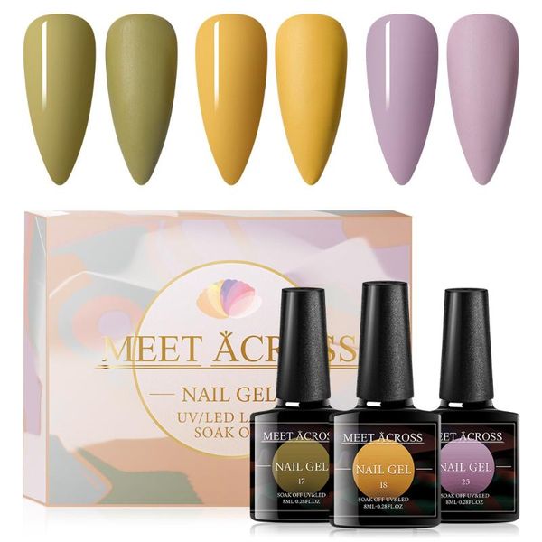 

nail art kits meet across 3 pcs 8ml gel polish bright color soak off uv varnish semi permanent lacquer