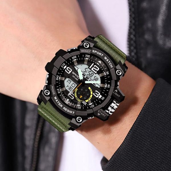 

wristwatches sanda brand sport watch men watches digital electronic wristwatch army male wrist for clock hodinky relog, Slivery;brown