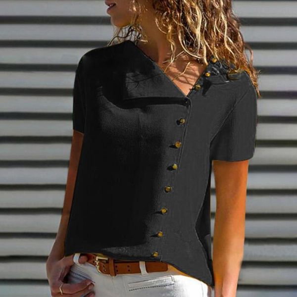 

women's tanks & camis 80% dropv neck short sleeve women clothing solid color floral print button blouse for office, White