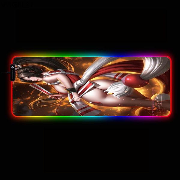 

mouse pads & wrist rests mrg girl rgb anime mousepad,soft surface waterproof colorful led lighting gaming pad mat for pc computer lapto