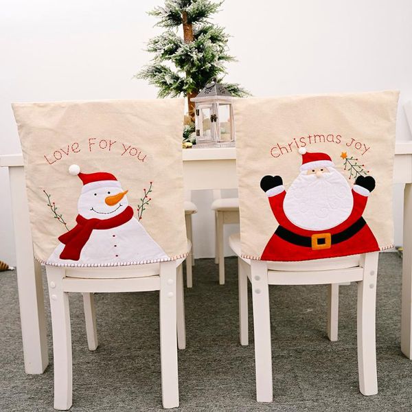 

chair covers christmas embroidery cover xmas festive santa cartoon hats back dinner table party home decoration