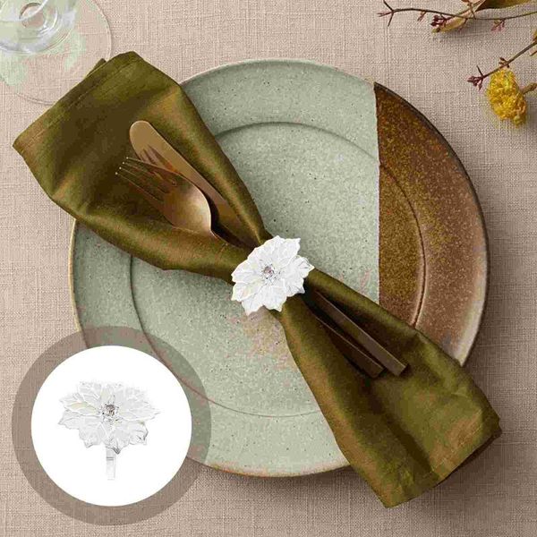 

napkin rings 12pcs flower design wedding dining table decorations (silver)