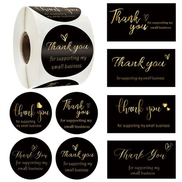 

greeting cards 50/500pcs black thank you for business decor supporting my small card packing seal label stickers