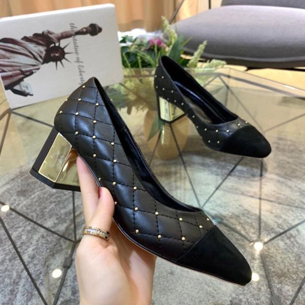 

women's shoes genuine leather shoes causal leather for woman rivets fashion heels low heels pumps size 34-41, Black