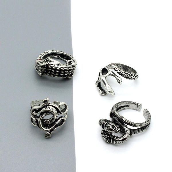 

cluster rings 1pc punk vintage gothic snake ring for men exaggerated collar eagle lizard crocodile animals male big jewelry r205, Golden;silver