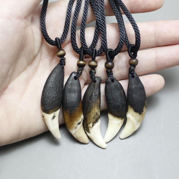 

pendant necklaces natural wolf fang pendant,men's necklace jewelry,5pcs/ wholesale lot dark black tribal design tooth, Silver