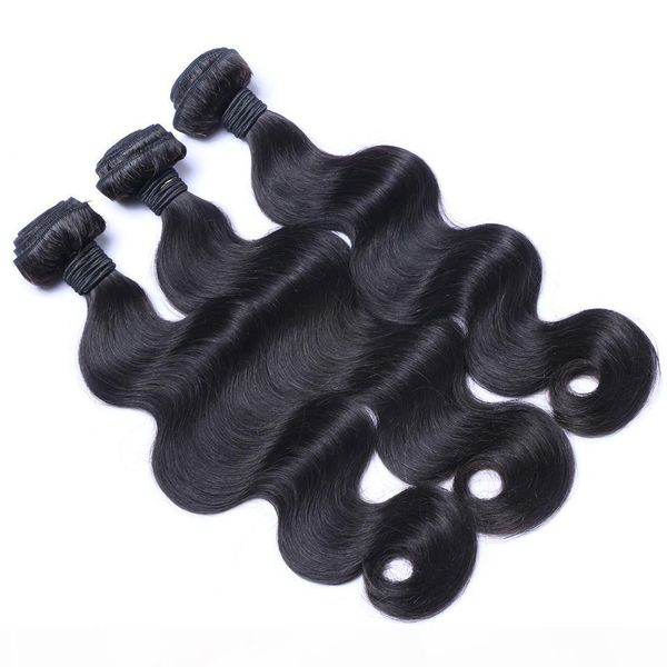 

brazilian body wave human hair wefts with 13x4 lace frontal ear to ear full head natural color can be dyed human hair wefts, Black