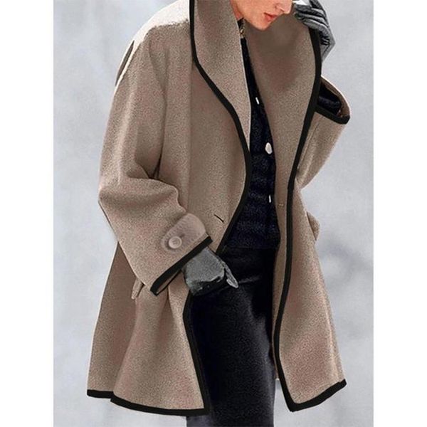 

women's wool & blends nowsaa long coat women spring surchemise francais maxi jackets fall winter loose streetwear woolen autumn plus si, Black