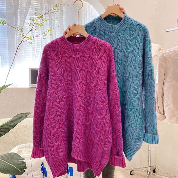 

mahogany sweater women's pullover lazy 2020 new autumn winter loose versatile medium and long jacket, White;black