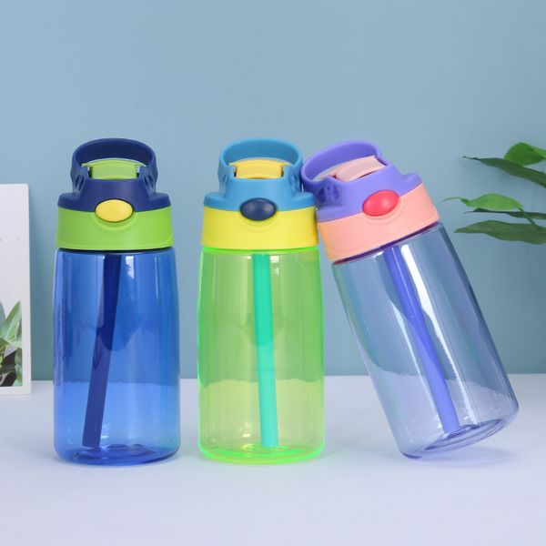 

5 color 16oz plastic kids water bottles with duck billed straw mouth 500ml leakproof student bottles pp portable child sport kettle 780 k2