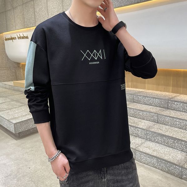 

autumn youth versatile loose men's casual fashion men's embroidered cloth, Black
