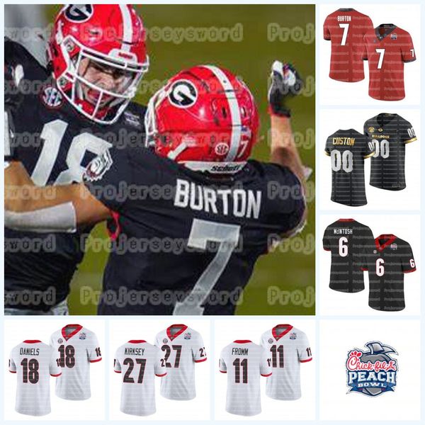 

jake fromm georgia bulldogs 2021 peach bowl nick chubb ahkil crumpton todd gurley ii kenny mcintosh d'andre swift college football jers, Black