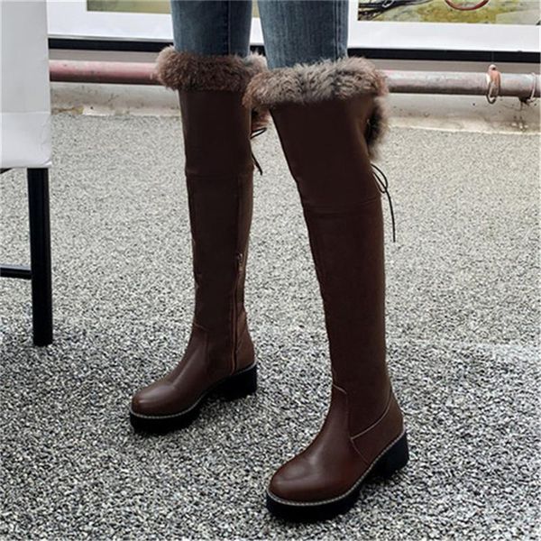 

boots 34-42 over the knee women plush warm winter big size high, Black