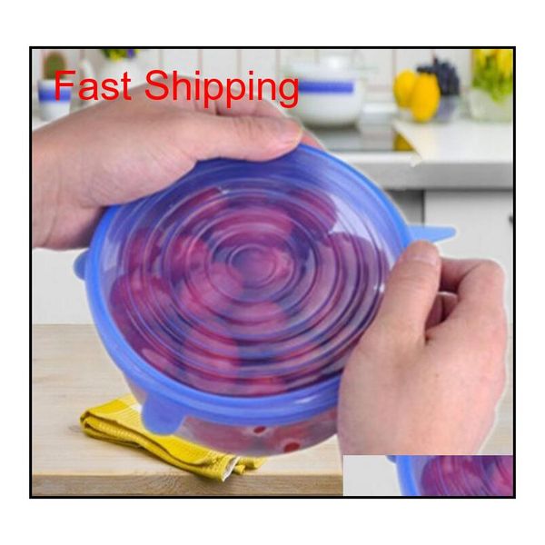 

6pcs sile stretch lids reusable airtight food storage covers durable to keep food fre jllgxw homeindustry