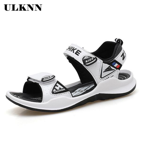 

ulknn summer boys sandals for kids shoes beach children sandals girls shoes close-toe breathable cut-outs school sandalias, Black;red
