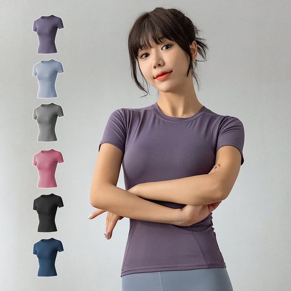 

yoga outfit 2021 women's tight-fitting running sweat-absorbent quick-drying clothes slimming tight short-sleeved top