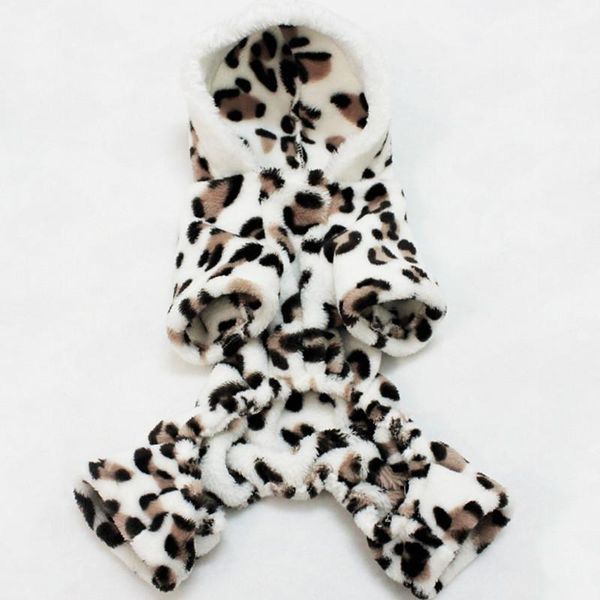 

dog apparel soft pet puppy cat clothes fleece leopard print costume coat jumpsuit hoodie