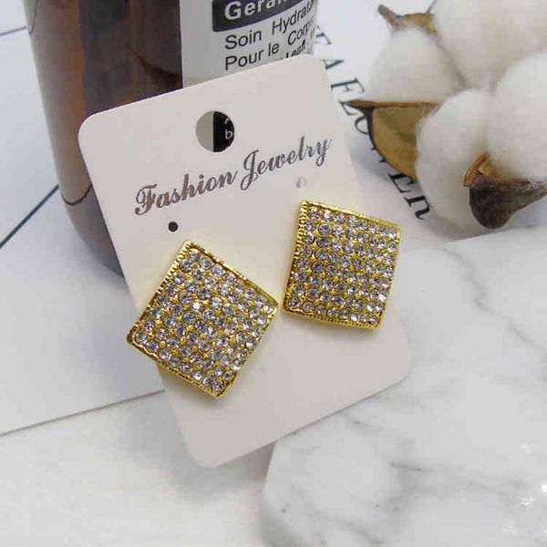 

charms ear stud clip rings sparkling and lovable diamond square temperament korea, Golden