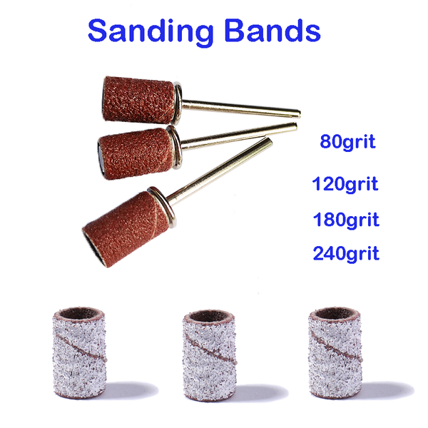 

nail art equipment 80#120#180# grit pedicure manicure sand bands for electric machine drill bit drum sanding kit nails band, Silver