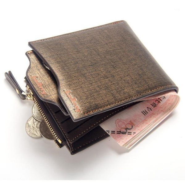 

billfold pu leather moneybag fold zipper mulit-pocket wallet men's clutch short purse solid color coin cash card holder wallets1, Red;black