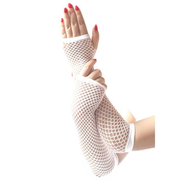 

five fingers gloves women men hollow out holes punk goth ladies disco dance costume long fingerless mesh fishnet high elasticity, Blue;gray