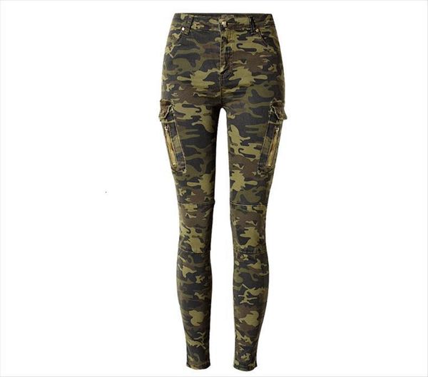 

camouflage mid rise jogging womens jean side pockets slim stretch skinny woman military push up denim pencil pants, Blue