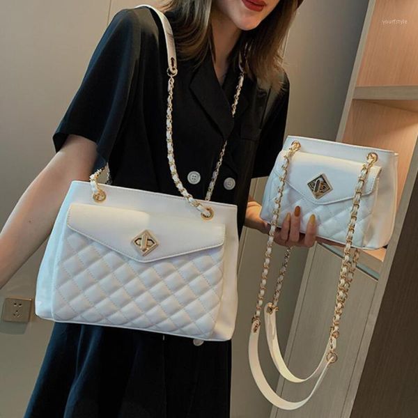 

evening bags large tote bag 2021 fashion quality leather women's designer handbag lattice lock chain shoulder messenger