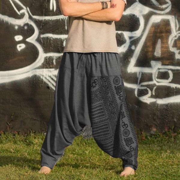 

men's pants 2021 men hip hop streetwear long casual print loose trousers large size nationality harem jogger hombre, Black