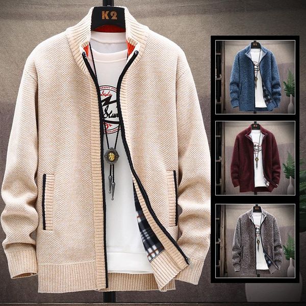 

men's sweaters winter and autumn sweaters, solid-colored male cardigan, clothes, cardigan with slim 2021 fit -3xg, White;black