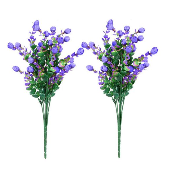 

2 bunches of 6-branch artificial eucalyptus plant flowers home decor (purple)