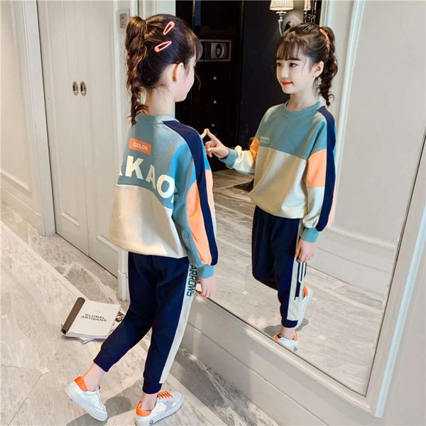 

2021 suit girls' new spring middle and big children's sportswear, White