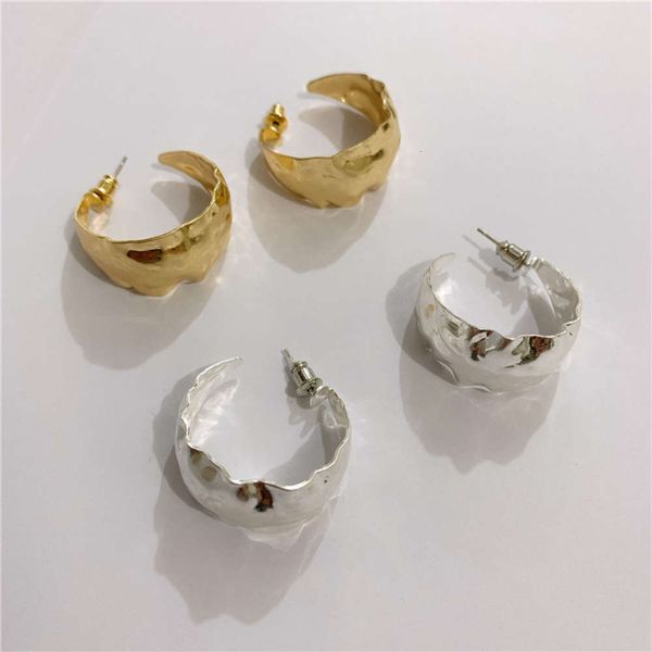 

hbp fashion old hong kong style wrinkled uneven fog face circle earrings, Silver