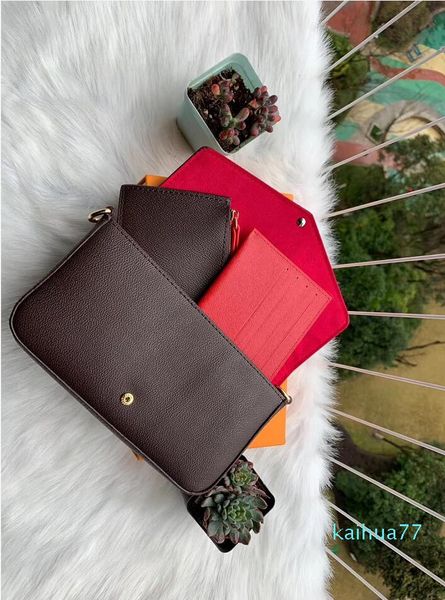 

2021 3-piece set luxurys handbags chain shoulder bag designers crossbody bag style women handbags and purse style, Red;black
