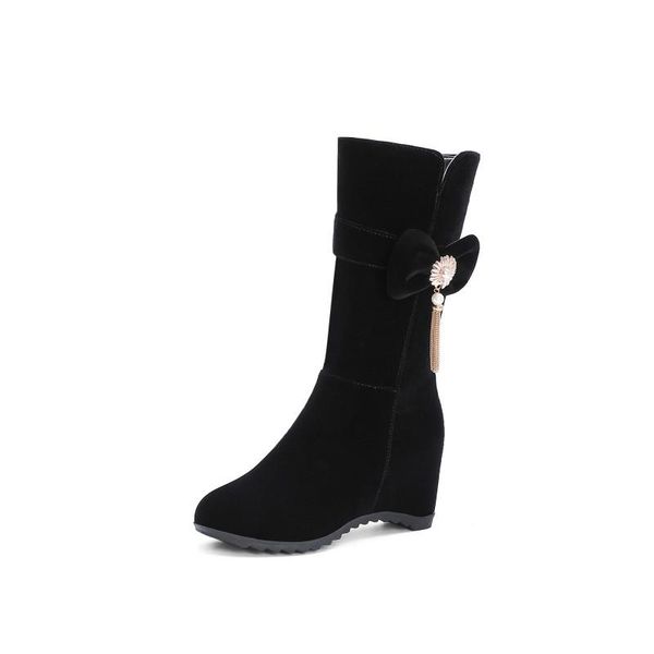 

boots big size simple decorative women woman winter shoes botas, Black