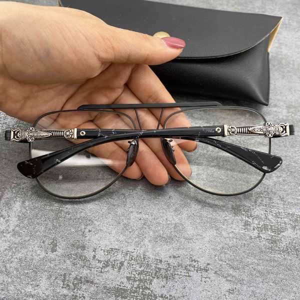 

factory outlet crosing spectacles metal double beam thick frame personality silver myopic flat lens, White;black