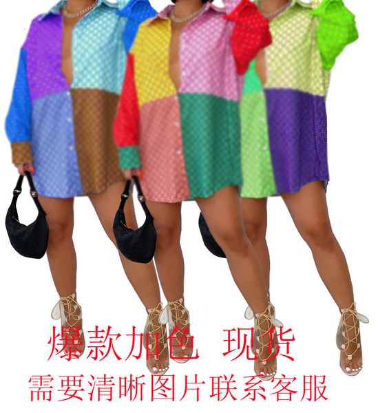 

women's color matching long sleeve single breasted lapel shirt, Black