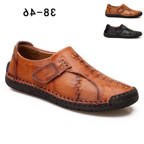 

2021 spring new large leather shoes men's business casual handmade dad, Black