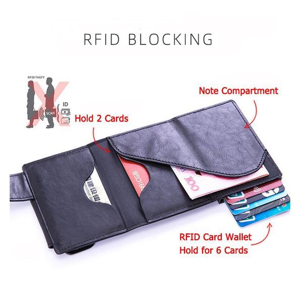 

bycobecy 2020 new men rfid credit card holders multifunctional aluminum box card case anti-theft pu leather with co qylgpa
