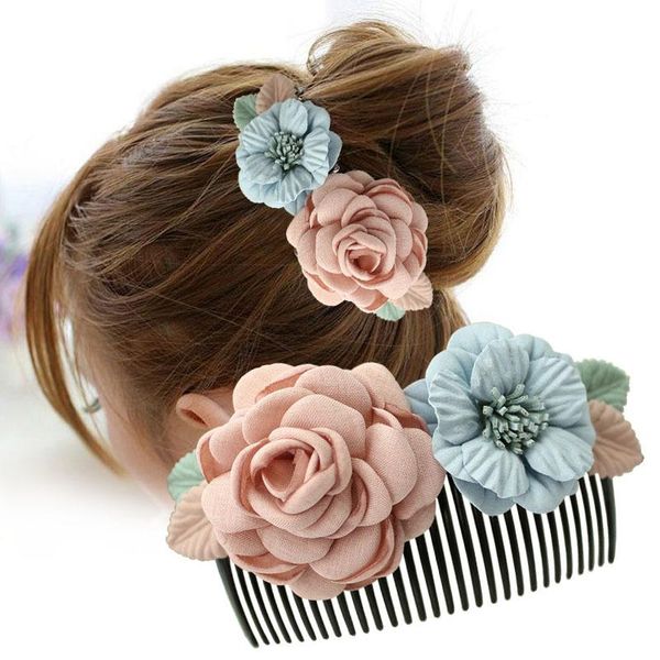 

hair accessories korean style inserting comb bangs flower ball head set elegant lady 2021