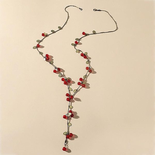 

chains fashion jewelry for women korean vine red cherry necklace s, Silver