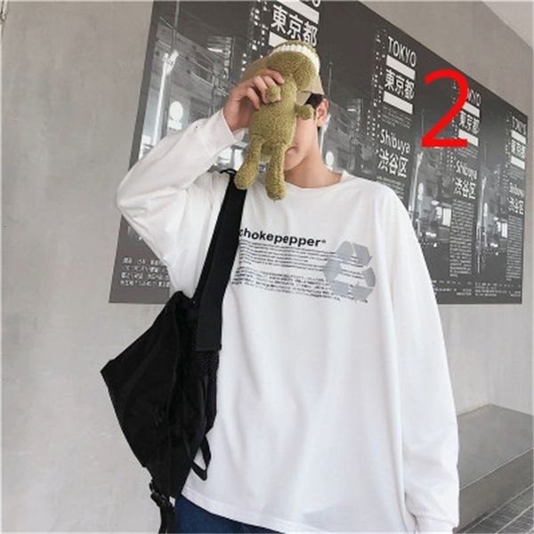 

autumn 2021 new men's long-sleeved t-shirt shirt thin section nz5n, White;black