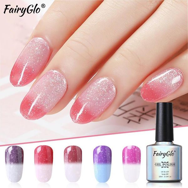 

nail art kits fairyglo 5pcs gel polish kit soak off uv led cheese temperature color-changing varnish set for manicure salon