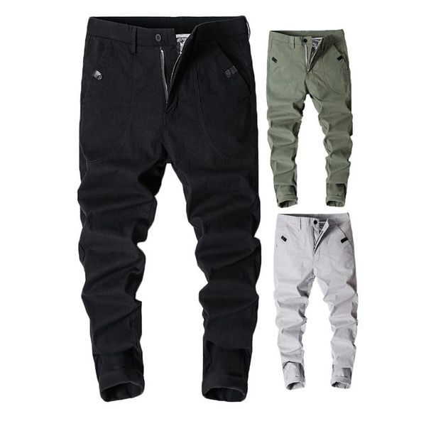 

summer thin section casual pants mens large size high elastic ankle length pants mens cotton slim new fashion pencil, Black